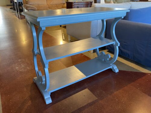 Shapely Baby Blue Sofa Table w/ 2 Shelves