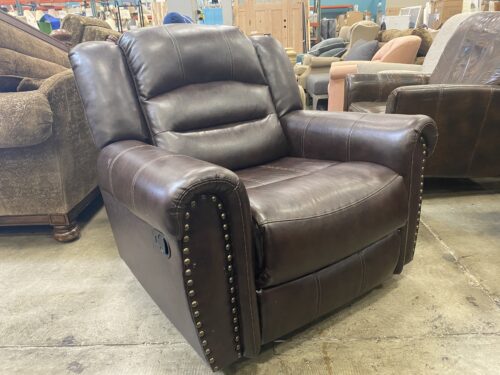 Chocolate Brown rocking Recliner with Nailhead Trim