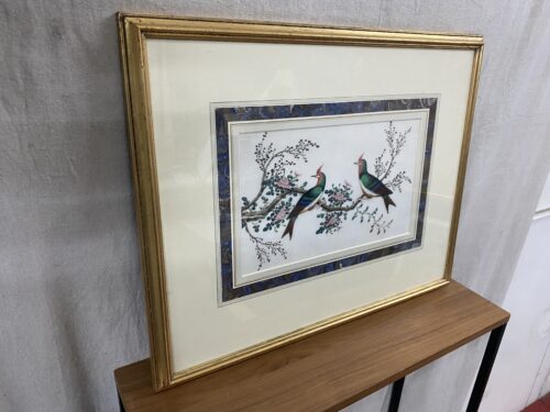 Framed Chinese Silk Embroidery Featuring Birds and Flowers