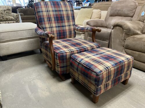 Plaid Rocker w/ Matching Ottoman