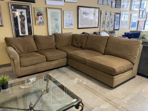 CRATE & BARREL  Tan Microfiber L-Shape Sectional