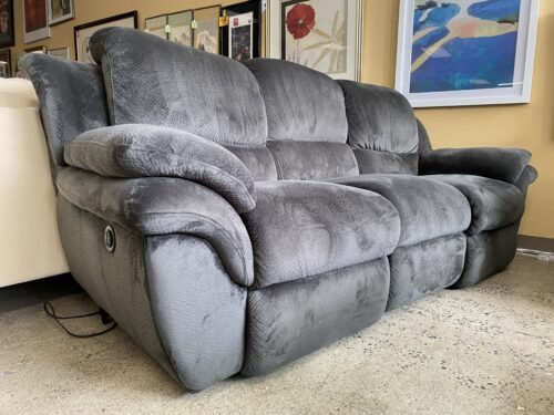 Electric Grey Microfiber 3-Seat Reclining Sofa