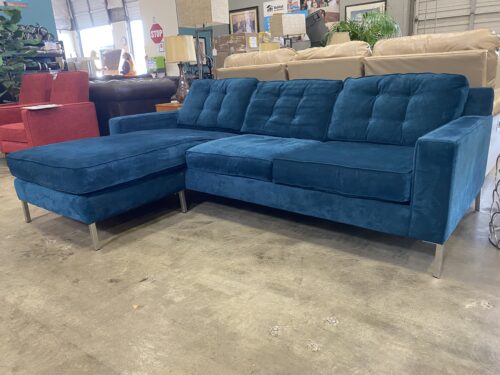 JONATHAN LOUIS Teal Velvet Sectional Sofa