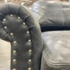 DIVANI Midnight Blue Leather Accent Chair with Ottoman