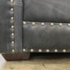 DIVANI Midnight Blue Leather Accent Chair with Ottoman