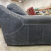 DIVANI Midnight Blue Leather Accent Chair with Ottoman