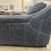 DIVANI Midnight Blue Leather Accent Chair with Ottoman