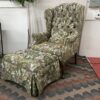 Wingback Chair and Matching Floral Ottoman