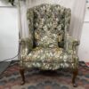 Wingback Chair and Matching Floral Ottoman