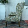 Wingback Chair and Matching Floral Ottoman