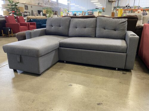 Grey Convertible Storage and Sleeper Sofa