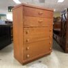 Vintage Orange Stained 4-Drawer Dresser