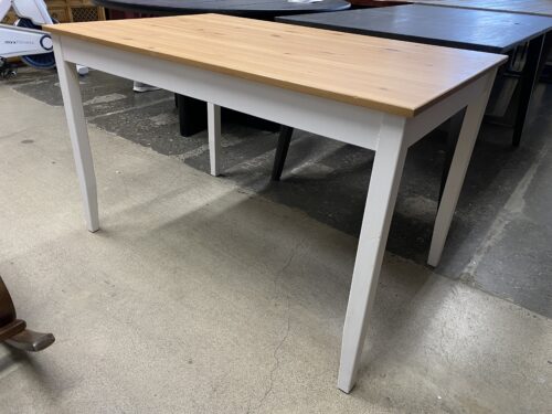 Knotty Pine Dining Table w/ White Legs