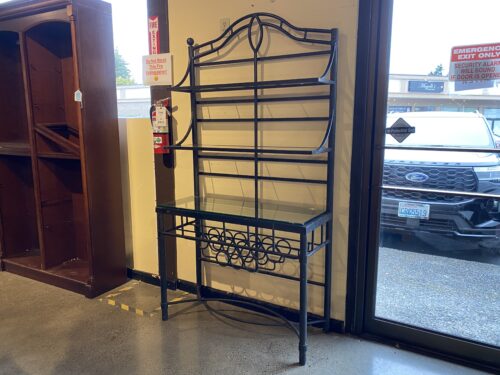 Glass Shelf Baker's Rack w/ 9-Bottle Wine Storage