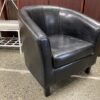 Black Leather Rounded Accent Chair