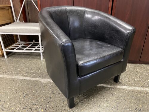 Black Leather Rounded Accent Chair
