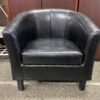 Black Leather Rounded Accent Chair