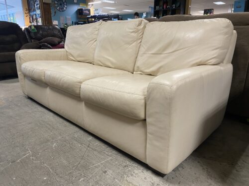 AMERICAN LEATHER White Leather 3 Seater Sofa