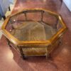 Vintage Octagon Glass Top Two Tier Coffee Table