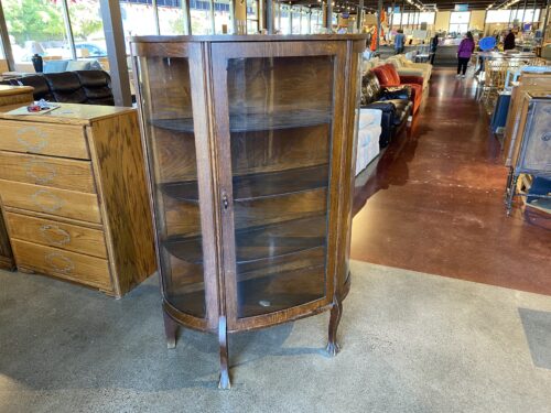 Antique Curved Glass Curio Cabinet