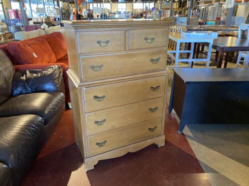 Six Drawer Tallboy Dresser in Medium Wood Tone