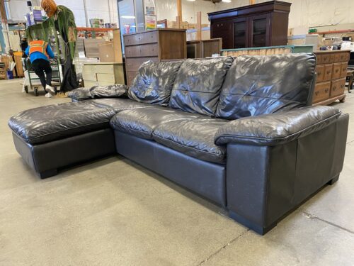 Chocolate Brown Leather L-shaped Sectional