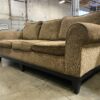 Brown Plush Upholstered 3 Seat Sofa