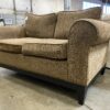 Brown Plush Upholstered Loveseat