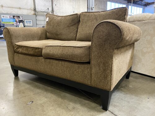 Brown Plush Upholstered Loveseat