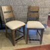 Off White Upholstered Cushion and Weathered Wood Counter Stools (Set of 2)