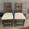 Off White Upholstered Cushion and Weathered Wood Counter Stools (Set of 2)
