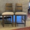 Off White Upholstered Cushion and Weathered Wood Counter Stools (Set of 2)