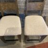 Off White Upholstered Cushion and Weathered Wood Counter Stools (Set of 2)