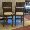 Off White Upholstered Cushion and Weathered Wood Counter Stools (Set of 2)
