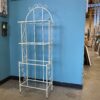 Antique White Metal Baker's Rack with Brass Accents