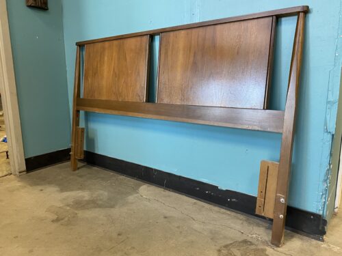 Vintage Mid-Century Modern Queen Sized Wooden Headboard