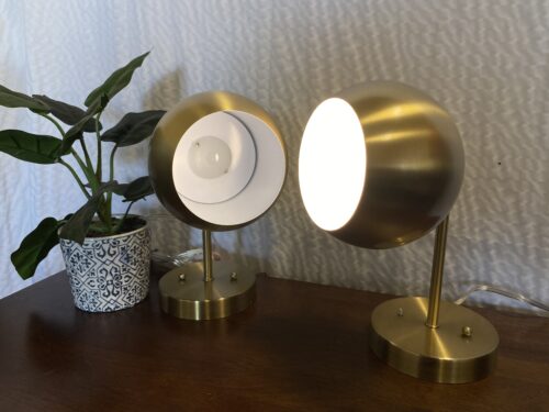 NEW! Selena LED Antique Brass Sphere Table Lamp (Set of 2)