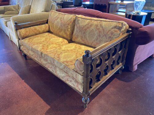 Vintage Spanish Revival Style Sofa with Wood Details