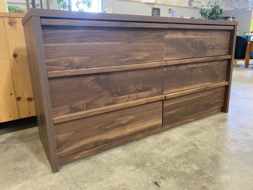 Rustic Walnut 6 Drawer Lowboy Dresser