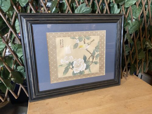 Framed Chinese Painted Silk of Bird and Flower