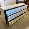 Off White Six Drawer Dresser with Black Accents