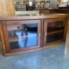 Solid Wood and Glass Two Door TV Stand