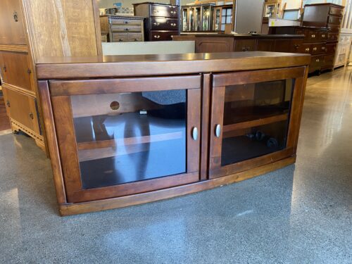 Solid Wood and Glass Two Door TV Stand