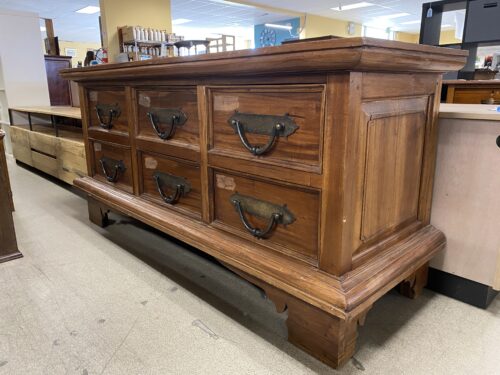 Large Solid Wood 6 Drawer Lowboy