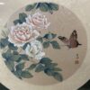 Vintage Chinese Silk Painting Depicting Roses & Butterfly