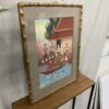 Vintage Painting of Asian Village in Bamboo Frame