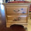 Two Drawer Pine Nightstand with Brass Hardware