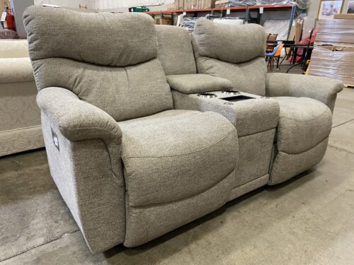 LA-Z-BOY Light Grey Power Double Recliner with Wireless Charging Pad