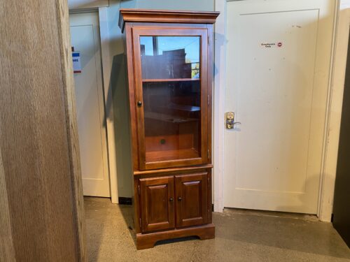 Glass Door Curio Cabinet with Double Door Lower Storage