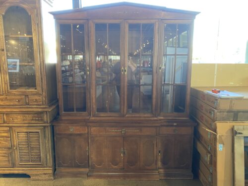 Large Hefty 2Pc. Wood Shelf Display Hutch
